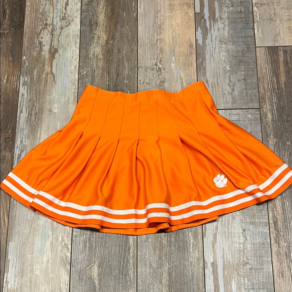 Clemson Tigers Orange Pleated Skirt with White Stripes